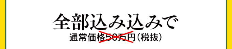 全部込み込みで 通常価格50万円（税抜）